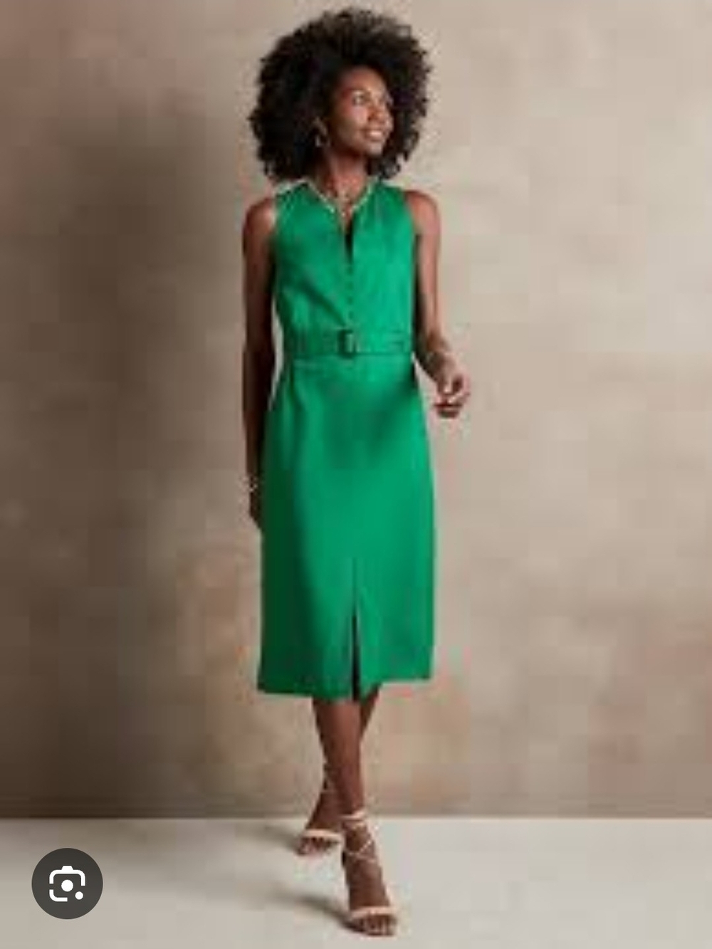 Banana Republic Linen Blend Emerald Green Sleeveless Belted Sheath Dress